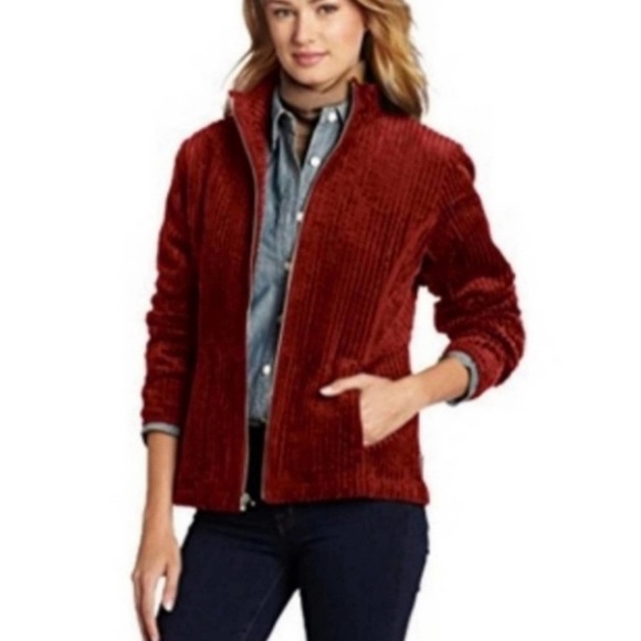 Woolrich Kinsdale Zip Up Corduroy Jacket Ruby red medium excellent condition - Picture 2 of 11